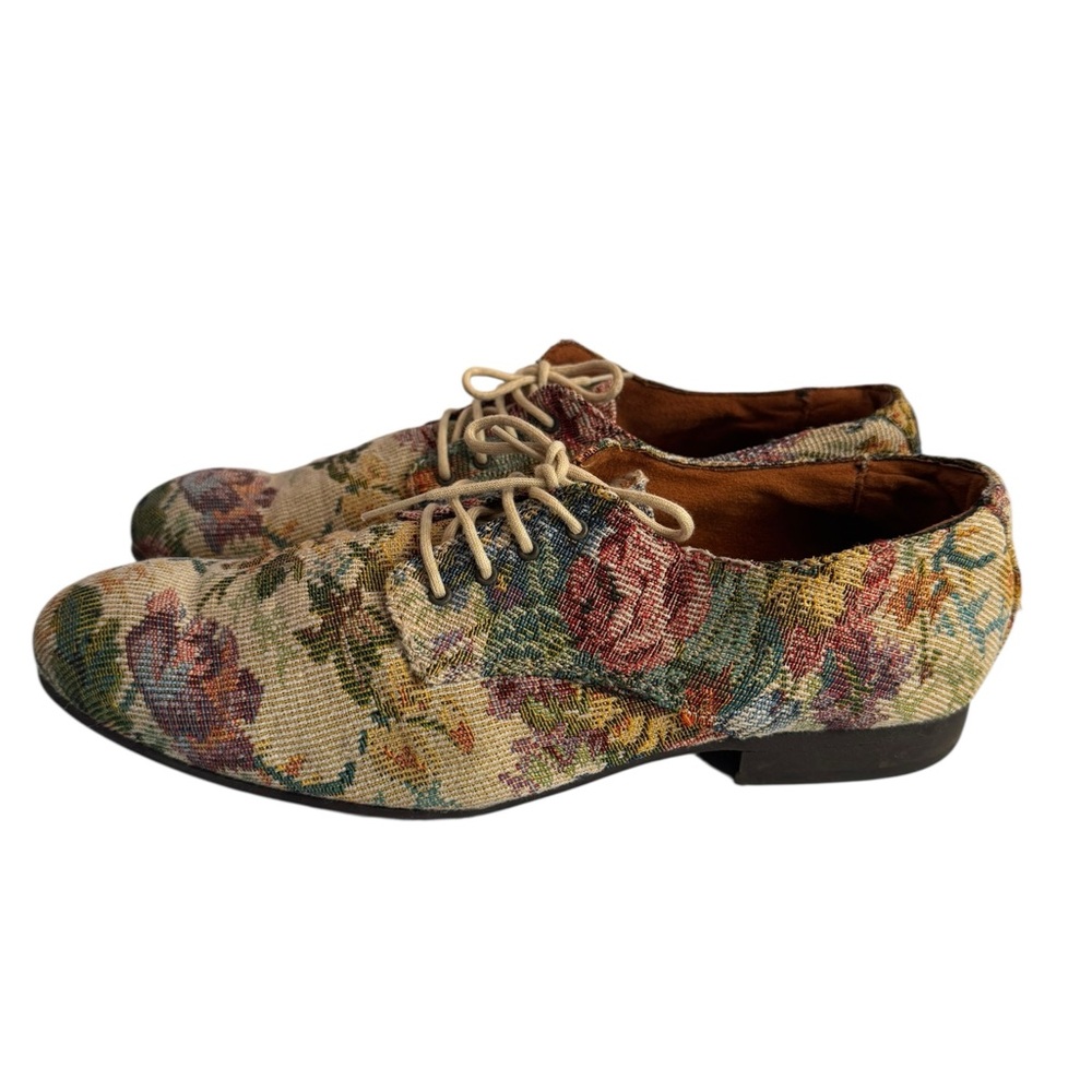 John Fluevog Multicolor Floral Tapestry Lace-Up Oxfords